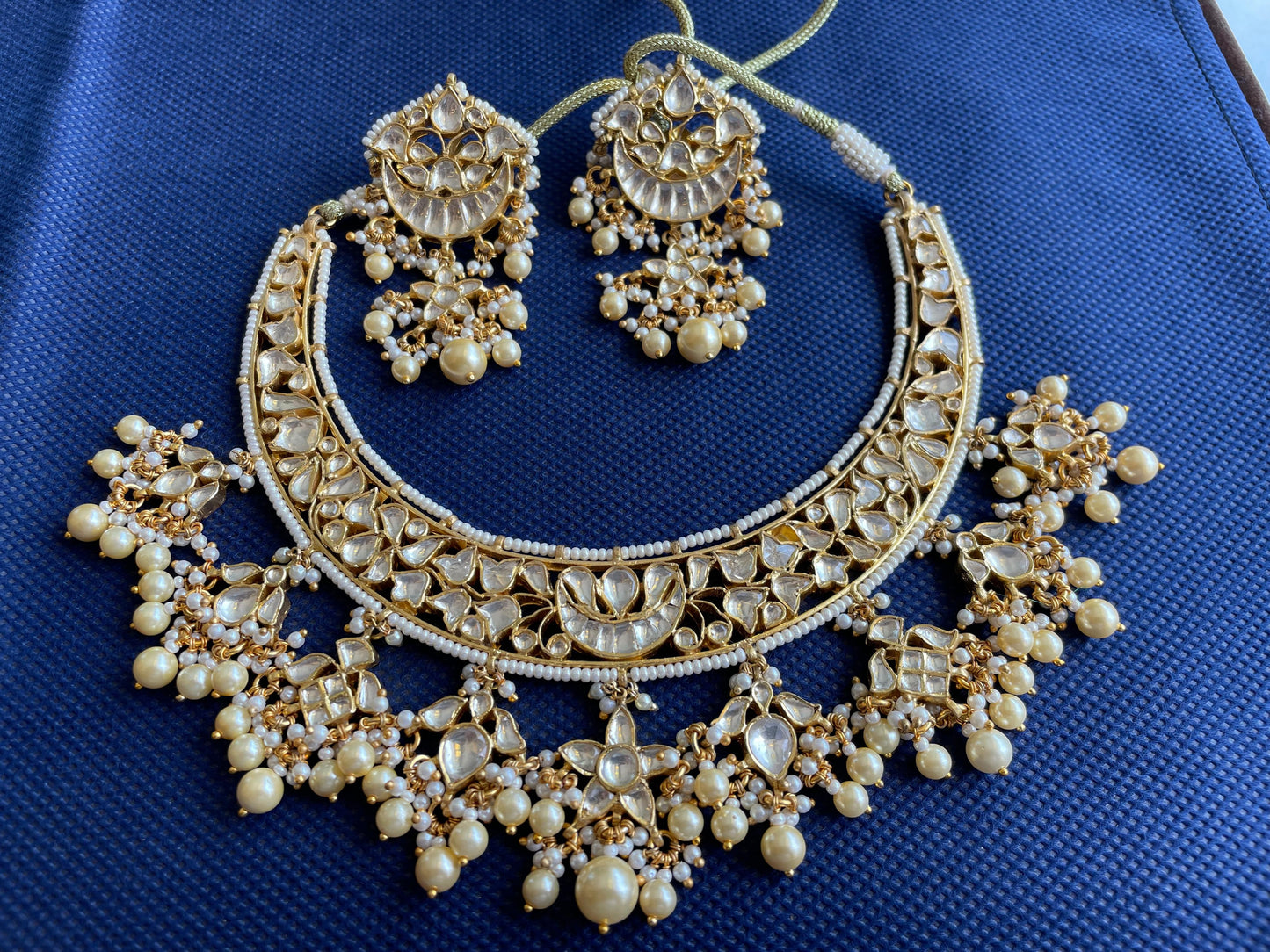 Handcrafted 925 Silver Kundan Set With Drop Earrings