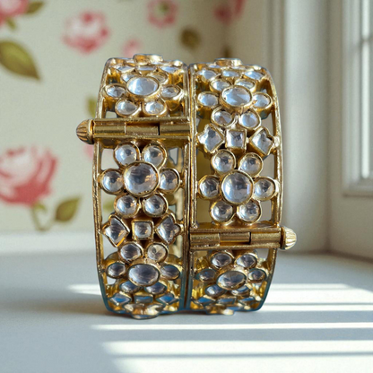 925 Sterling Silver Kundan Bangle Set