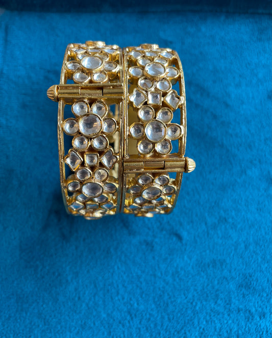 925 Sterling Silver Kundan Bangle Set