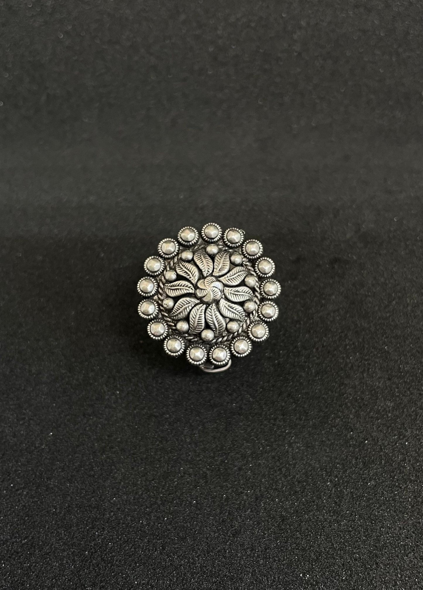 Silver Oxidized Cocktail Ring