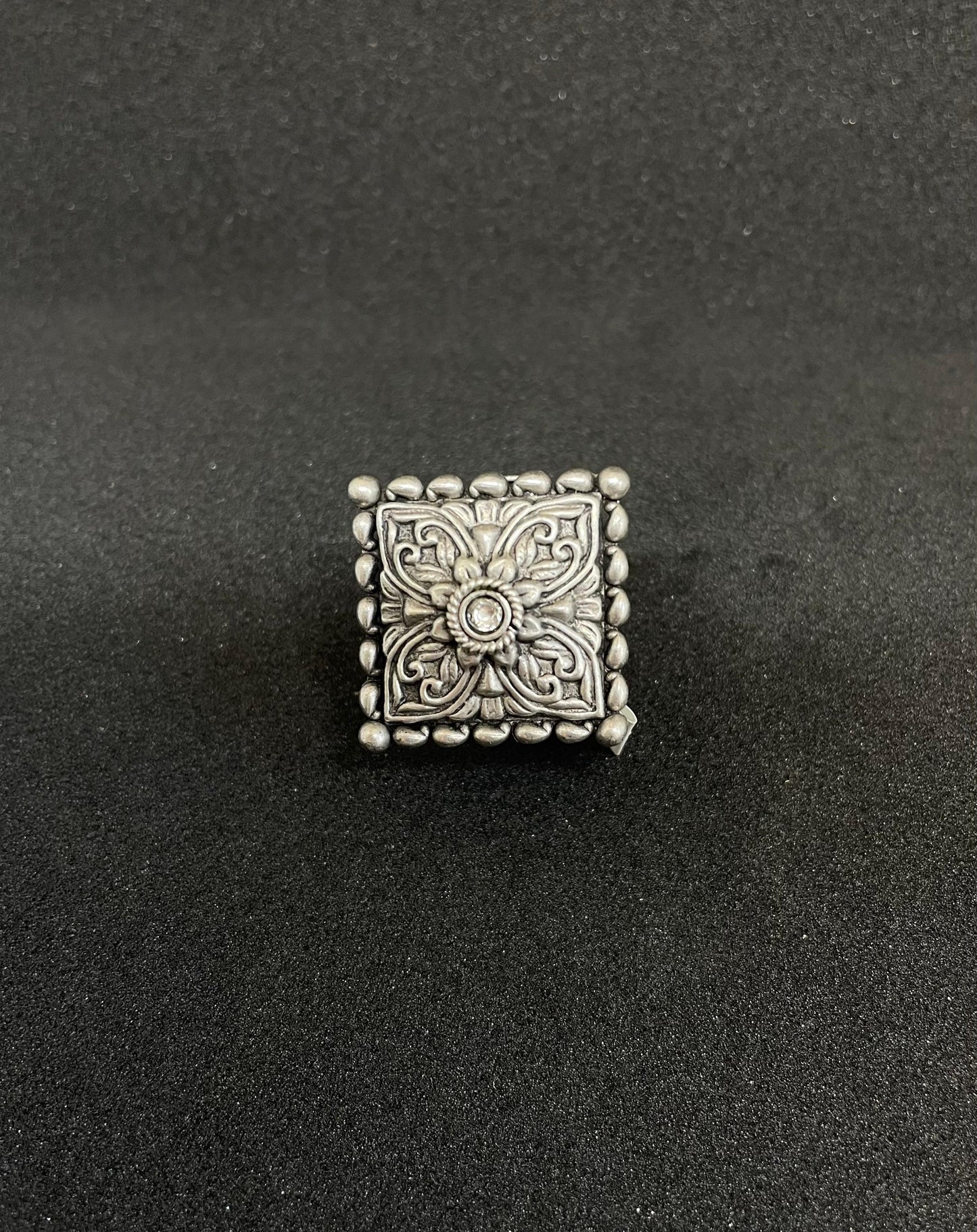 Silver Oxidized Cocktail Ring